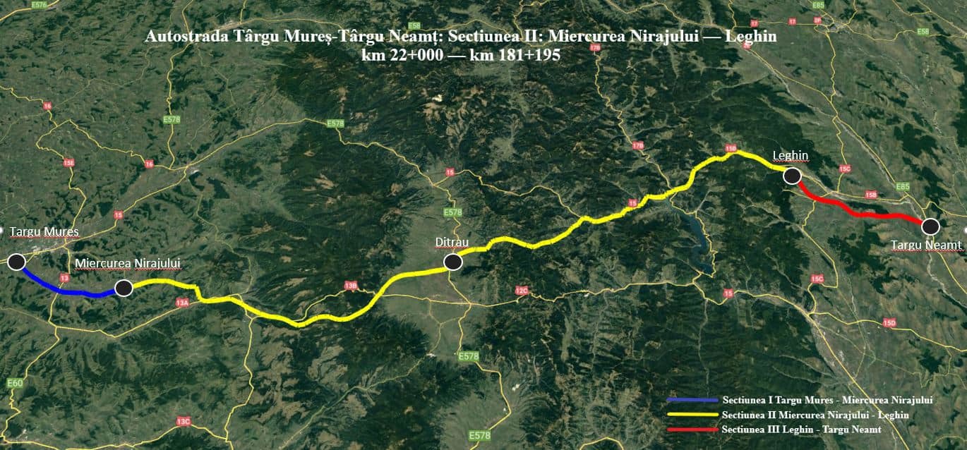 CNAIR a aprobat indicatorii tehnico – economici pentru construirea  secţiunii II a Autostrăzii Târgu Mureş – Târgu Neamţ (A8)