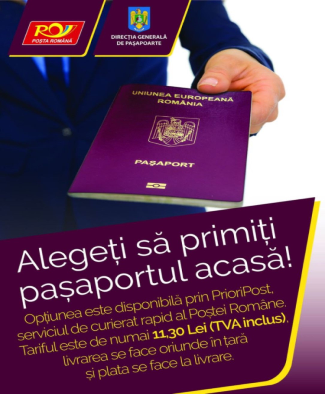 Pașapoartele electronice vor fi livrate prin Poștă. Compania tocmai a câștigat prin licitație un contract cu Direcția Generală de Pașapoarte