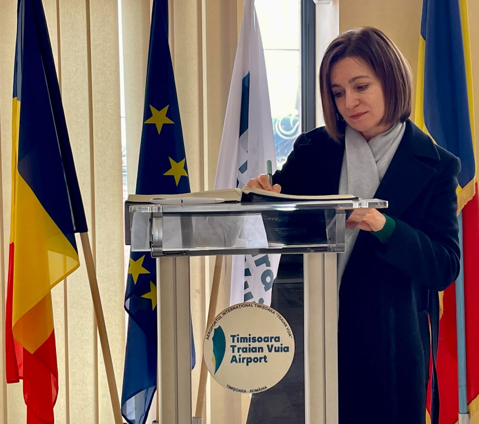 Preşedintele Republicii Moldova Maia Sandu a ajuns la Timişoara unde va primi premiul ”Timişoara Pentru Valori Europene” – FOTO