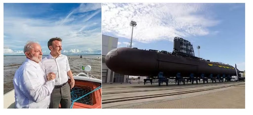 Un submarin franco-brazilian, lansat la apă de Lula și Macron