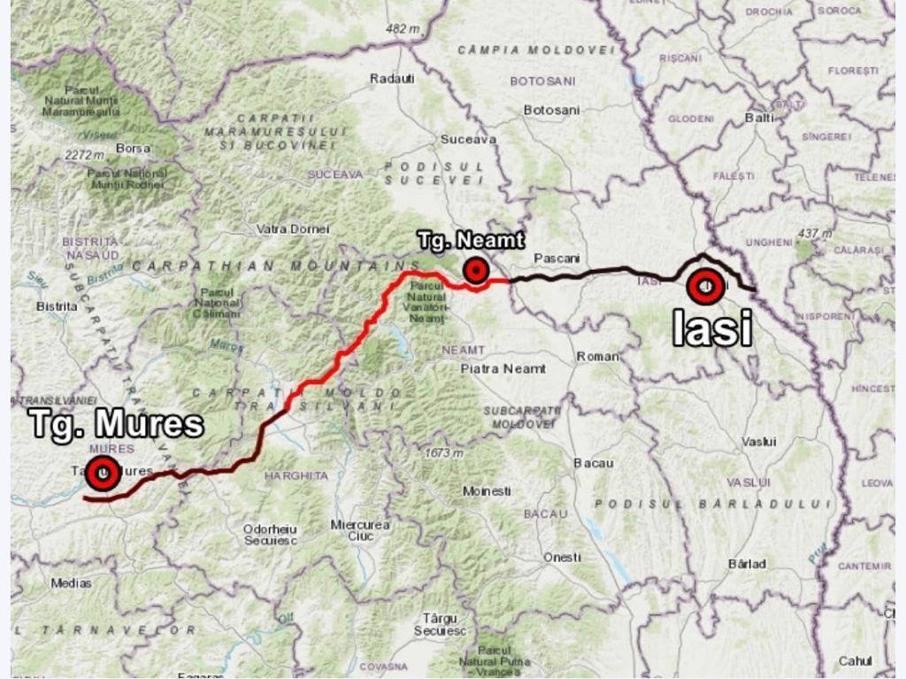 CNAIR prezintă stadiul Autostrăzii Unirii / Contractele pentru loturile Târgu Mureş-Miercurea Nirajului şi Leghin-Târgu Neamţ, finanţate din PNRR, au fost semnate / Secţiunea Miercurea Nirajului-Leghin, împărţită în 6 sectoare