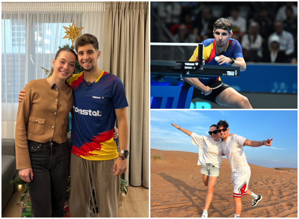 Eduard Ionescu, vicecampion european la tenis de masă și Bianca, fostă campioană, ”servesc” primul Crăciun ”în echipă”