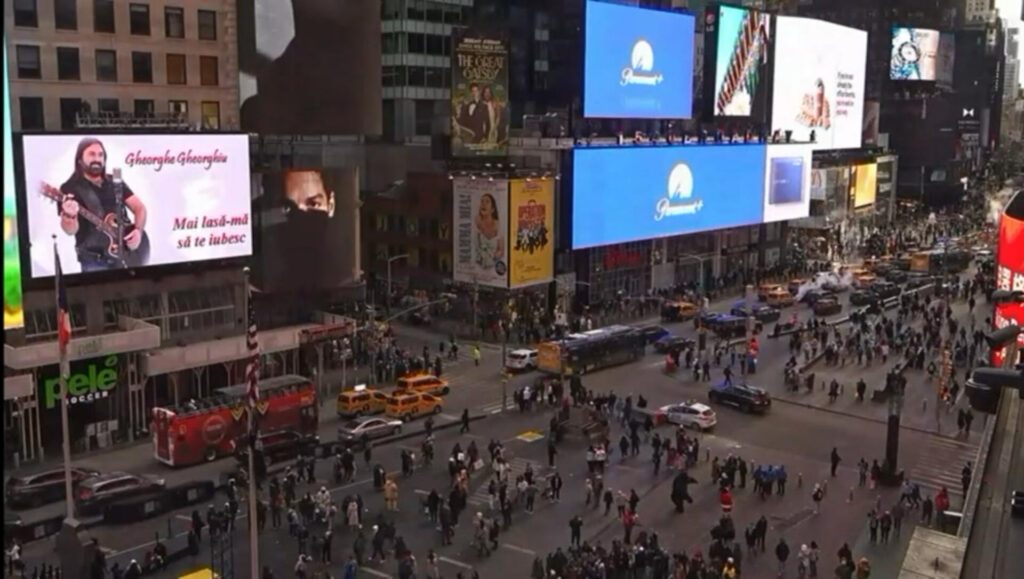Gheorghe Gheorghiu a ajuns pe ecranele gigant din Times Square, NY, chiar de ziua lui!