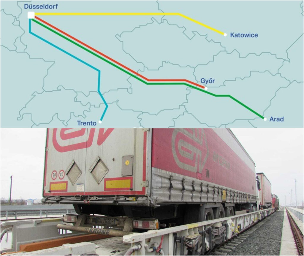 Camioanele ”urcă” în tren, la graniță! A fost lansată prima legătură feroviară directă România –Germania /VIDEO!