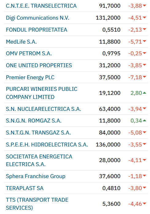 Poza pentru articolul Companiile din energie pierd masiv la BVB. Cea mai proastă zi de la începutul anului